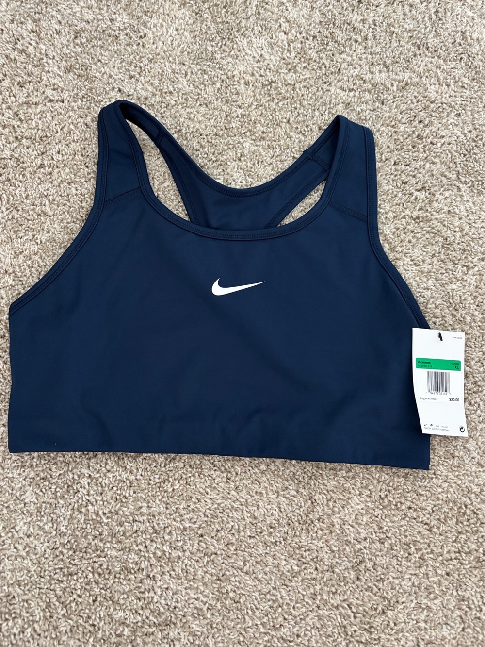 Nike Women's Navy Racerback Sports Bra - Dri-FIT Comfort - XL